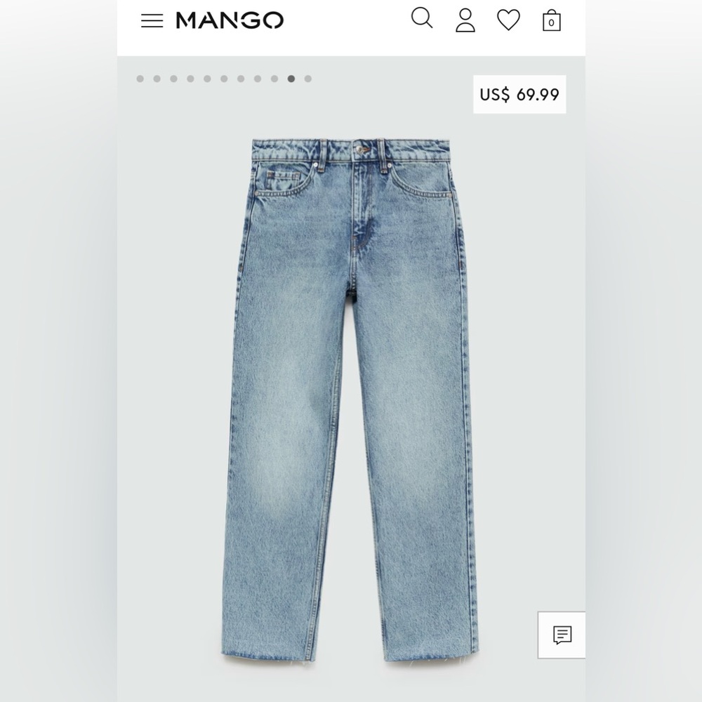 Raw hem cropped straight leg mango jeans